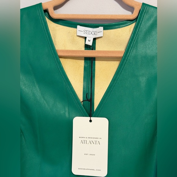 S’Edge Green and Black Vegan Leather Bodysuit size medium - Picture 2 of 5